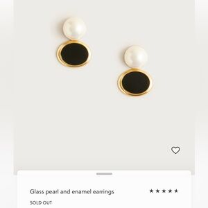 J. Crew Glass Pearl and Black Enamel Gold-Tone Drop Earrings